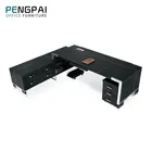 Surface Desk Executive Melamine Surface L-Shaped Office Manager Desk With Side Extension