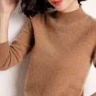 Low price half high collar camel wool pure cashmere sweater women pullovers
