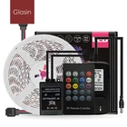 5M SMD 5050 3528 RGB LED Strip Light IP65 Waterproof Tape Lighting + Music Sensor IR Sound Controller + 12V LED Power Adapter