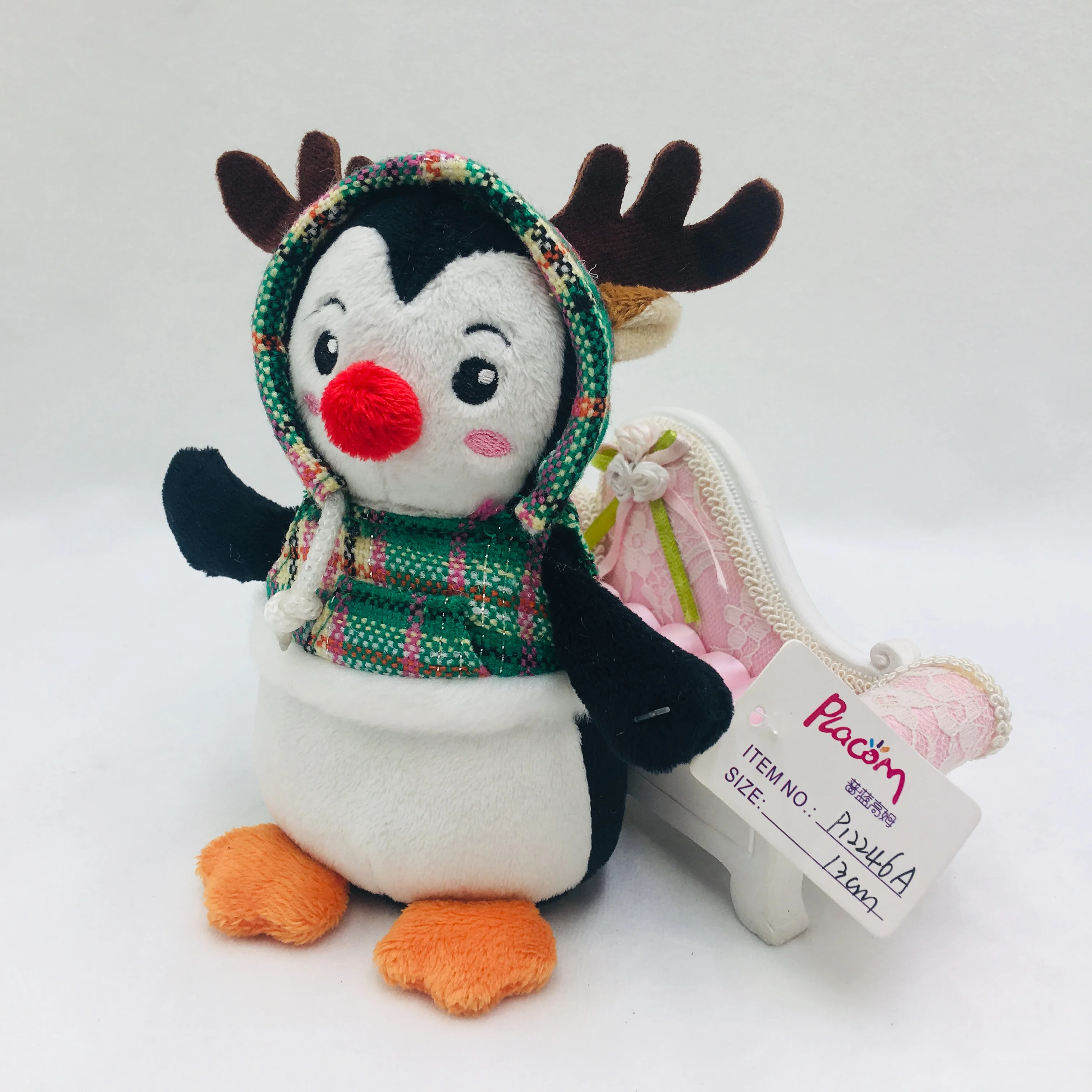 cute plush penguin with beautiful clothes toy pretty christmas