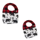 Wholesale Personalized Cute Bear Buffalo Plaid Baby Bibs
