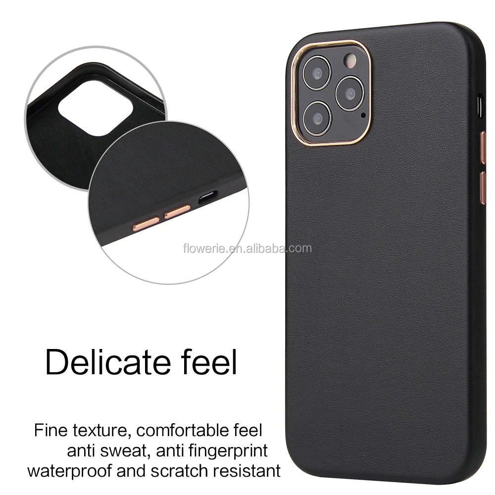 CUAP061 Customized logo Offical For iPhone Leather Case  Leather Phone Case Cover For iPhone 12 Leather Case with camera frame