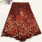 100% polyester embroidered mesh organza lace fabric fabrics lace with sequins for women