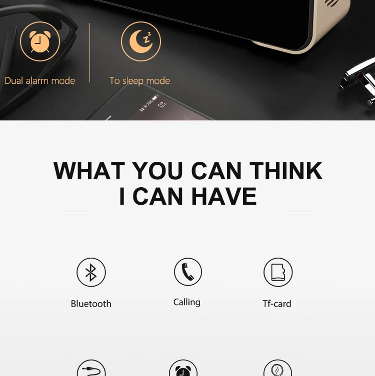 LED Alarm Clock with FM Radio Wireless Bluetooth Speaker Mirror Display Support Aux TF USB Music Player Wireless for Office Home - ANKUX.COM