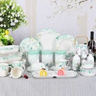 20piece Luxury green porcelain bone china dinner plates dish set