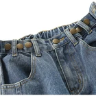 Adjust the button denim washed jeans female elastic waist at the back loose ladies jeans for women high waist denim