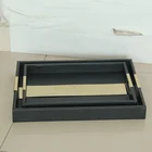 Logo Customization Serving Tray Black Exquisite Style Metal Decoration Serving Tray