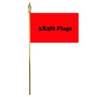 gold color hand flag pole with spear point