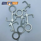 Custom No Touch Hygiene Hand EDC Door Opener Tools Brass Key Chain Prevention Virus Press Elevator Button Hands Free