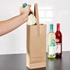 Ecofriendly unprinted strong external handle bulk hand made brown colour gift kraft wine bottle paper bag withhandle
