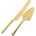Tools Hot Sell Stainless Steel Solid Handle Gold Cake Server Set Bread Knife Baking Tools Kitchen Accessories