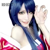 Cosplay anime makeup costume prop wig navy blue female straight cute temperament hair over waist length wig