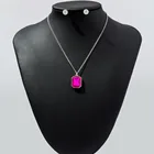 Trendy Girls Ladies Crystal Necklaces Square Shape Pendant Necklaces Colorful Jewelry