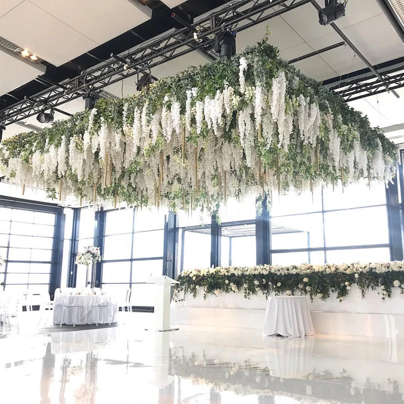 Yapay çiçekler yapımı homw dekorasyon yapay düğün dekorasyon çiçekler beyaz wisteria ağacı asılı wisteria