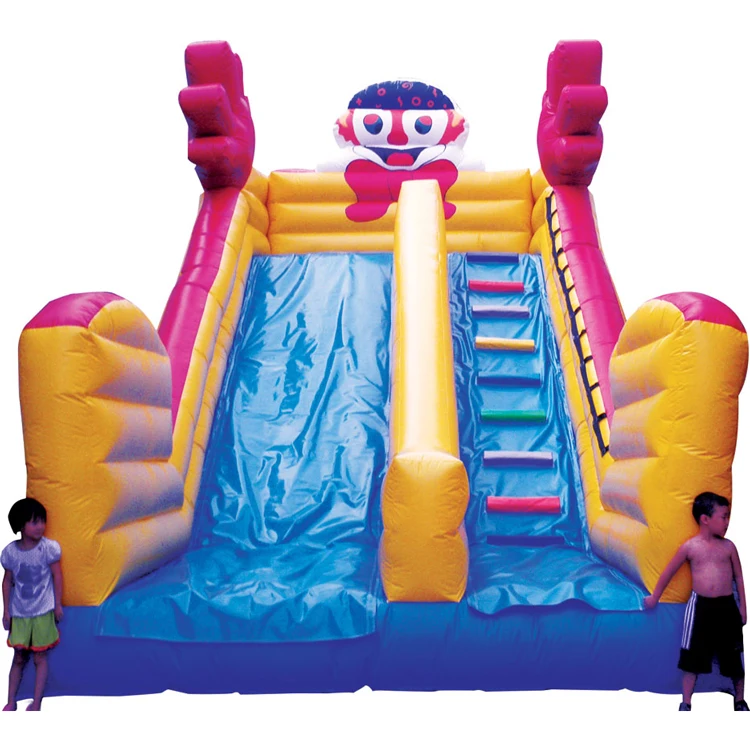 colorful inflatable clown slide with bumper for commercial use