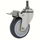 Furniture Caster Metal Lock Castor Metal Castor Metal Body Medical 4 In Thread Stem And Lock Tpr Wheel Castor