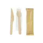 Paper Wooden Spoon Knife Fork Disposable Biodegradable Wooden Cutlery Set