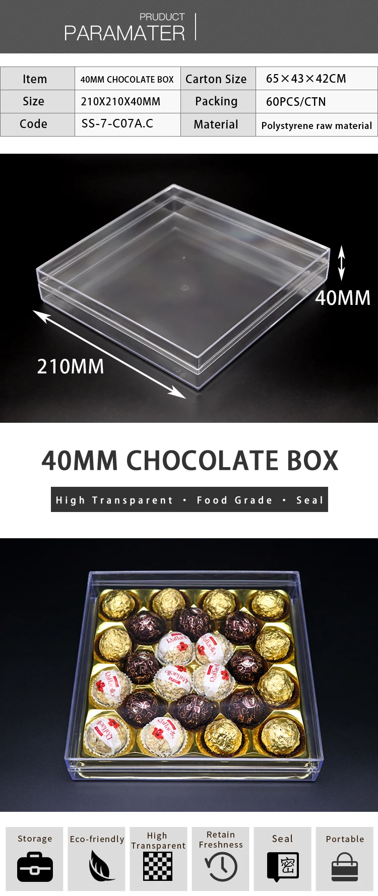 biscuit packing transparent cracke ferrero chocolate ps gift box
