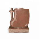 Cross design India red granite headstone