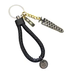 professional high quality custom black sword shape metal dripping leather rope keychain with paper