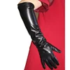Long sheepskin gloves women's velvet lining winter warm 50 cm ladies long touch screen leather gloves