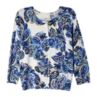 Custom design printed blue paisley knitted ladies cardigans sweater for women