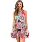2019 Summer Women Dress Ladies Print Casual Style Fashion Office Clothing Cheap Bohemian Beach Sleeveless Dress