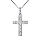 high quality zircon iced sterling silver mens cross pendant