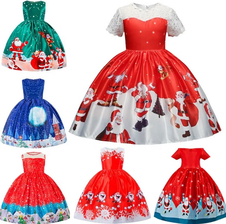 Праздничные платья для девочек оптовая продажа, детская одежда, платье Детская одежда Нарядные платья для девочек, костюм Санта-Клауса для детей от 3 до 8 лет