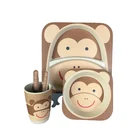 eco-friendly kids bamboo fiber child melamine tableware with gift box set