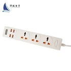 Black & White 3 Outlets 4 USB Desktop Power Strip /Universal Eu Travel Extension