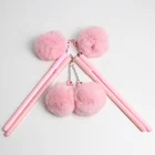 Pen Promotion Kawaii Fashion Flamingo Plush Pom Pom Gel Ink Fancy Pen For Office School And Promotion