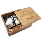 USB 3.0 walnut wooden Photo Album usb+Box usb flash drive Pendrive 8GB 16GB 32GB 64GB Wedding gifts Free custom logo
