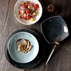 professional restaurant dinnerware set glazed deep blue plates ceramic tableware