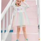 Cotton Knitted Girls Summer High Quality pink girls kids dress in one piece