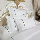 Customized Patchwork White Satin Cotton Jacquard hotel bedding set , 7pcs Jacquard Comforter Set with Piping