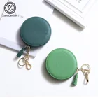 Fashion simple PU RFID zipper coin wallet round wallet with tassel keychain