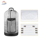 Custom Printing Logo Nylon Portable Drawstring Laundry Bag With Clips
