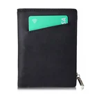 Wallet For Mens Zipper Coin Pocket Crazy Horse Genuine Leather RFID Blocking Slim Minimalist Card Holder Wallet For Mens