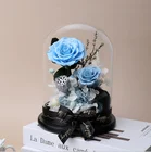 Wedding Preserved Rose In Glass Dome With Led Light In A Glass Wholesale Wedding Valentine's Day Gifts