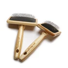 Bamboo magic soft dog grooming pet brush wood cleaning removal massage pet brush slicker glove