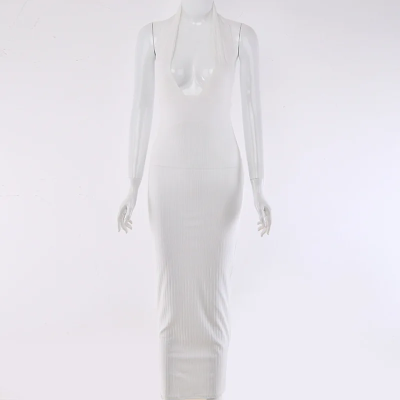Sexy Women's Skirts Halter Dress Women Clothing Hollow Out Solid Colors Evening Dresses Casual Maxi Dresses
