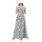 Custom spring Elegant Women's Clothing Strapless straps Leaf Print Casual Long Dress Summer Ladies Party Dress