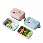 High Quality Food Grade PP Plastic Microwave Safe Double Layer Students Tiffin Lunch Box Cute School Kids Bento Box