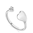 Heart Design Ring 925 Real Sterling Silver CZ Zircon Plain Silver Fashion Ring Jewelry