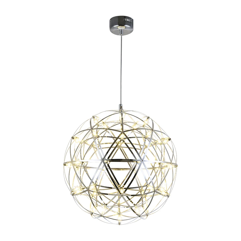 Creative spark star pendant light led Stainless Steel ball LED Firework Lamp for hotel villa shopping mall