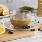 6.6oz 185ml coffee mug set, coffee glass, coffee cup with saucer