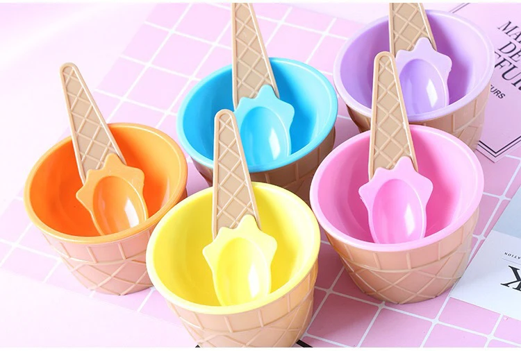 Lovely Kids Ice Cream Bowls Ice Cream Cup Couples Bowl Dessert Ice Cream Bowl With A Spoon Children Tableware Bowl