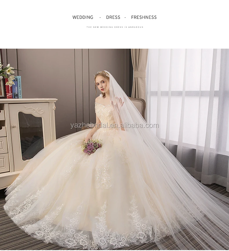 New style 2020 wedding dresses bride dress floor length A word shoulder princess dresses