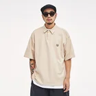Summer trending cotton loose retro half-sleeve turn-down collar T-shirt men's printed polo shirts